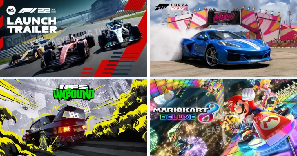 七、賽車遊戲－F1、《賽車頂級模擬》（iRacing）、極限競速（Forza Series）、極速快感（Need for Speed）、瑪利歐賽車（Mario Kart）